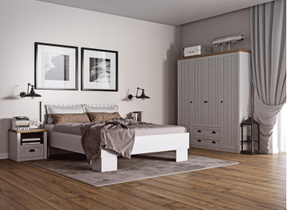 Bett Nachttisch Kleiderschrank 4tlg Schlafzimmer Set Design Artdeco Landhaus